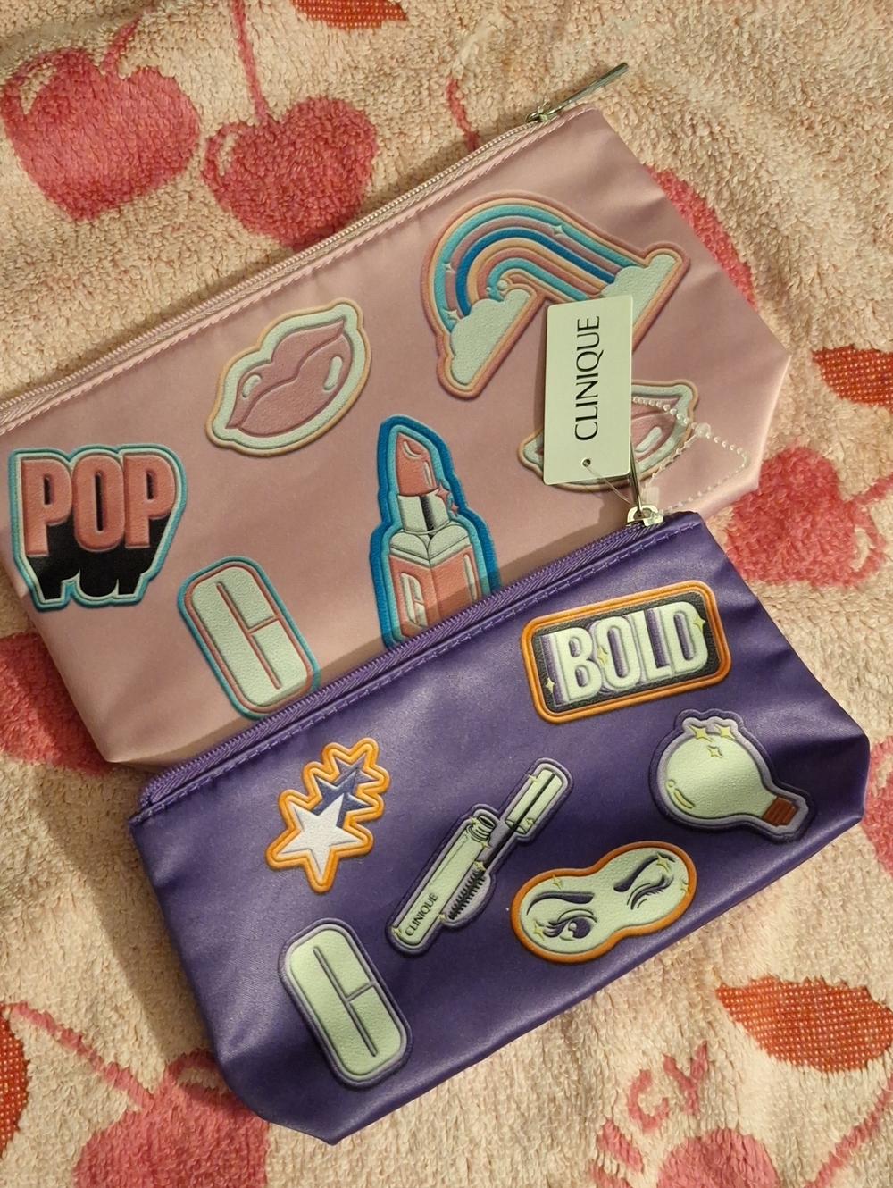 Clinique Kids Cosmetic Pouches - Pink & Purple Patch Design